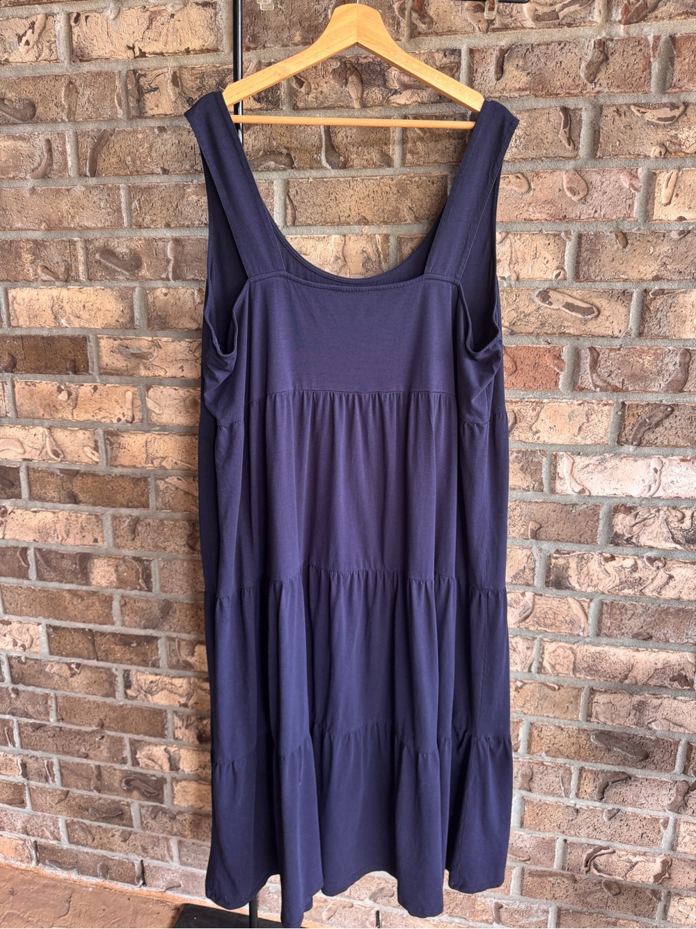 J.Crew Women’s 3X Navy Blue Tiered Midi Dress Sleeveless Scoop Neck Plus Size - Picture 5 of 7